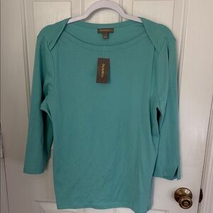 NEW Style & Co. Women’s Teal 3/4 Sleeve Top, 100% Pima cotton